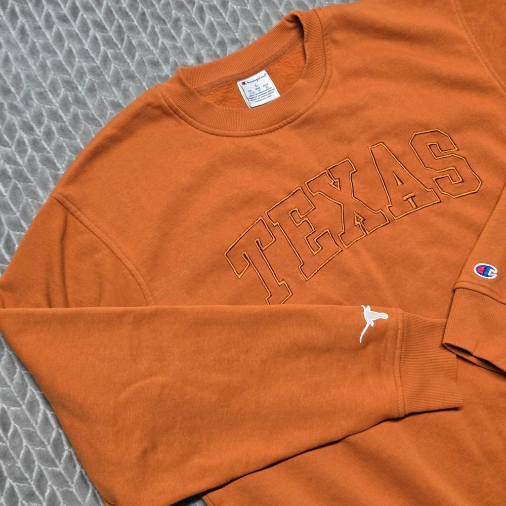 Champion Texas Longhorns Crewneck Sweatshirt Burnt Orange Mens Large Embroidered